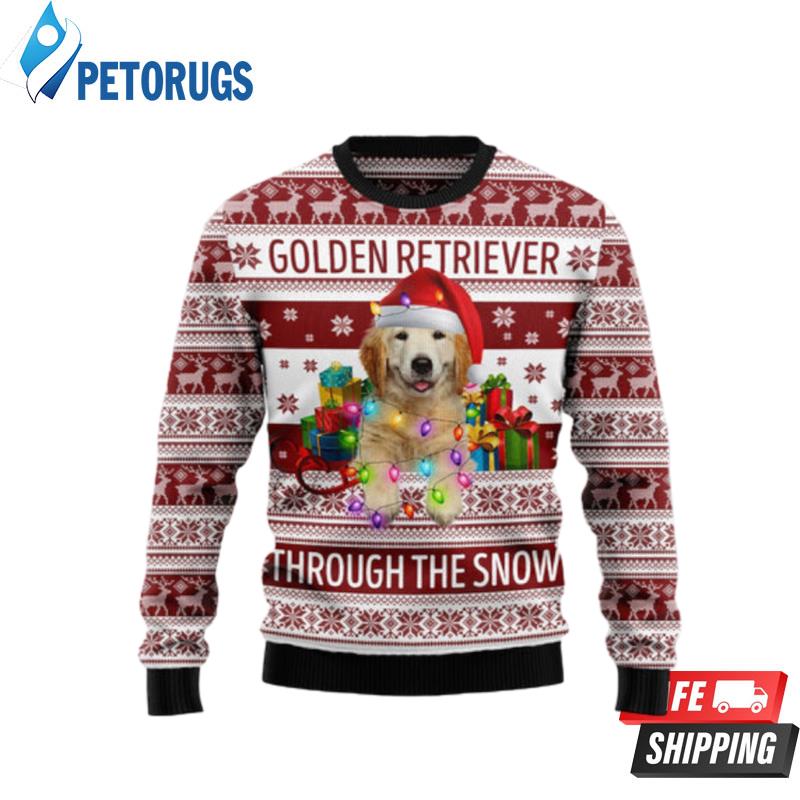 Golden Retriever Through The Snow Ugly Christmas Sweaters