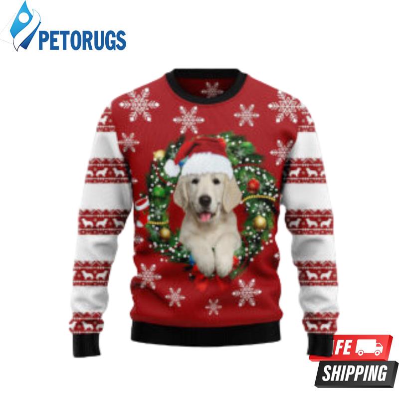 Golden Retriever Wearing Santa?S Hat Cute Ugly Christmas Sweaters