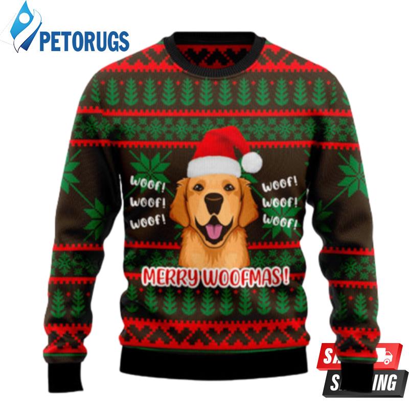 Golden Retriever Woofmas Ugly Christmas Sweaters