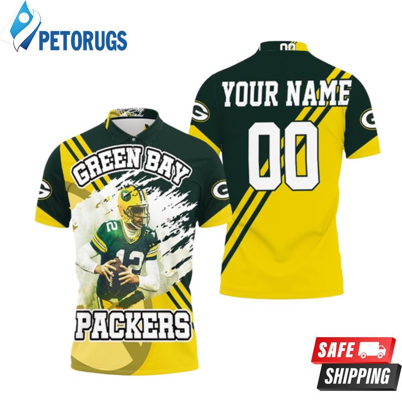 Green Bay Packers Aaron Rodgers 12 Illustrated For Fans Personalized Polo Shirts