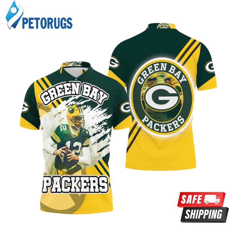 Green Bay Packers Aaron Rodgers 12 Illustrated For Fans Polo Shirts