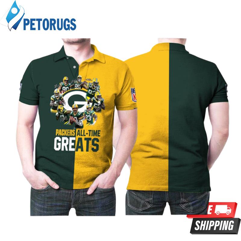 Green Bay Packers All Time Greats Players Signatures Nfl American Football Team Logo Team Gift For Packers Fans Polo Shirts