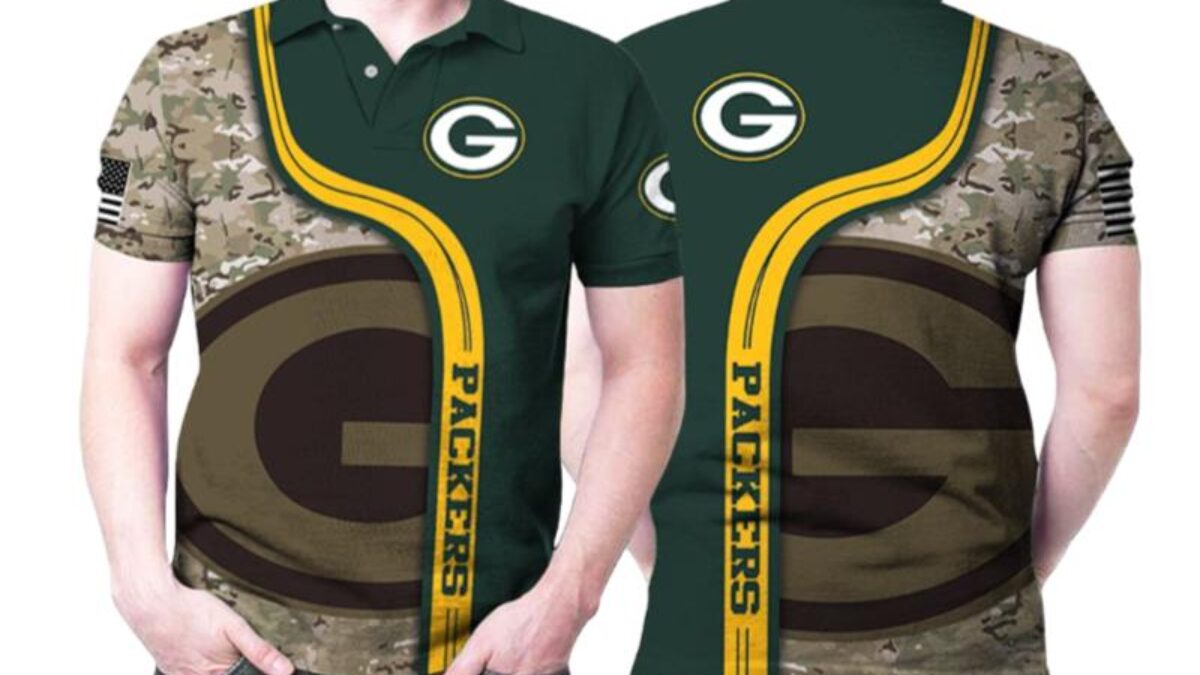 The Packers Green Bay Packers Nfl Mens Printed Camo Polo Shirt 3d