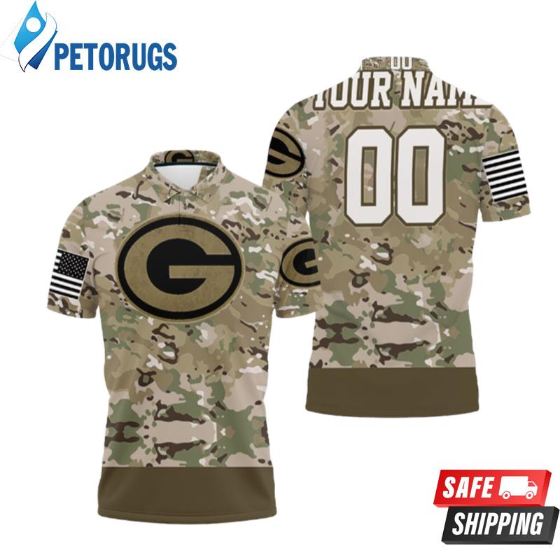Green Bay Packers Camouflage Veteran Personalized Polo Shirts