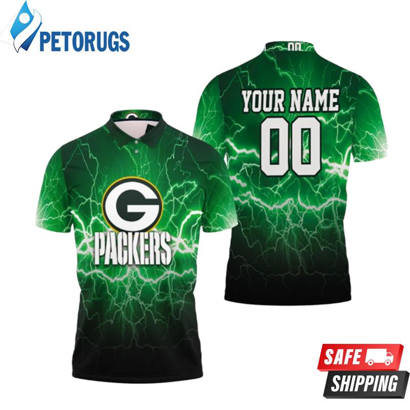 Green Bay Packers Lightning Green Personalized Polo Shirts