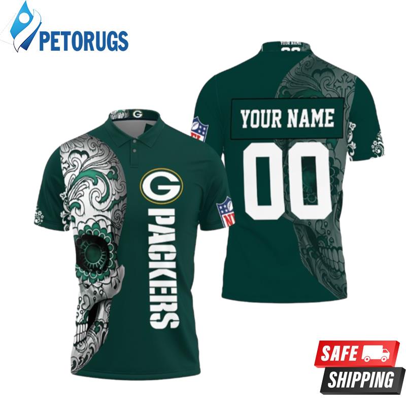 Green Bay Packers Nlf Fan Sugar Skull Personalized Polo Shirts