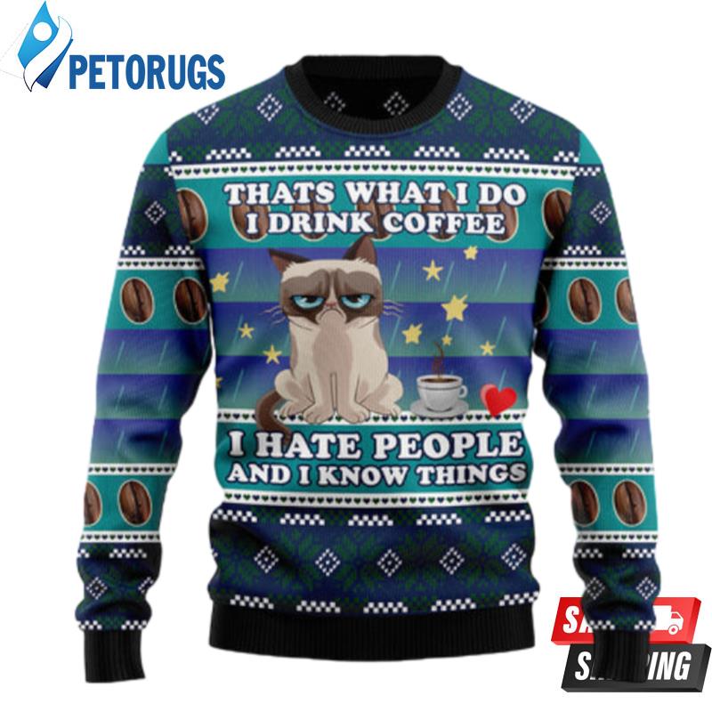 Grumpy Cat Coffee Ugly Christmas Sweaters