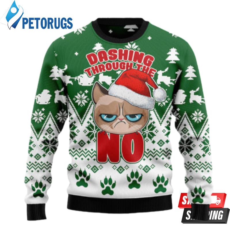 Grumpy Cat Dashing Through Ugly Christmas Sweaters