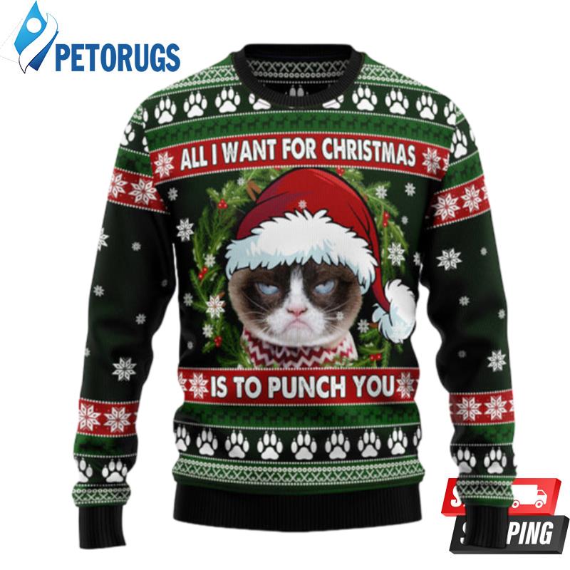 Grumpy Cat Punch You Ugly Christmas Sweaters