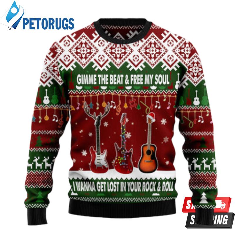Guitar Gimme The Beat Ugly Christmas Sweaters