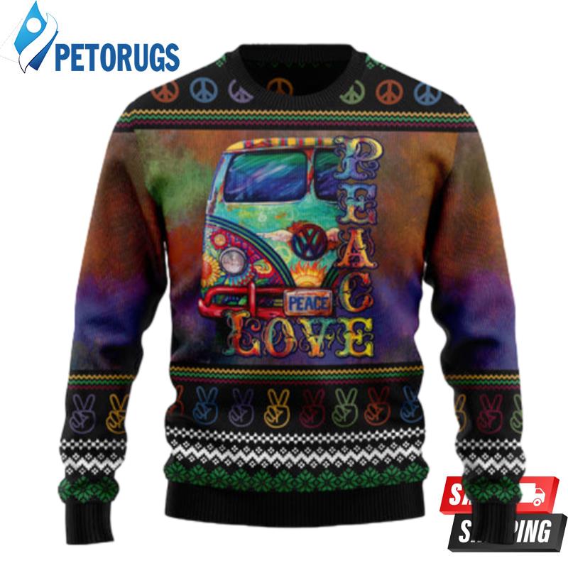 Hippie Peace Love Ugly Christmas Sweaters
