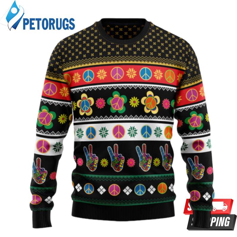 Hippie Peace Sign Ugly Christmas Sweaters