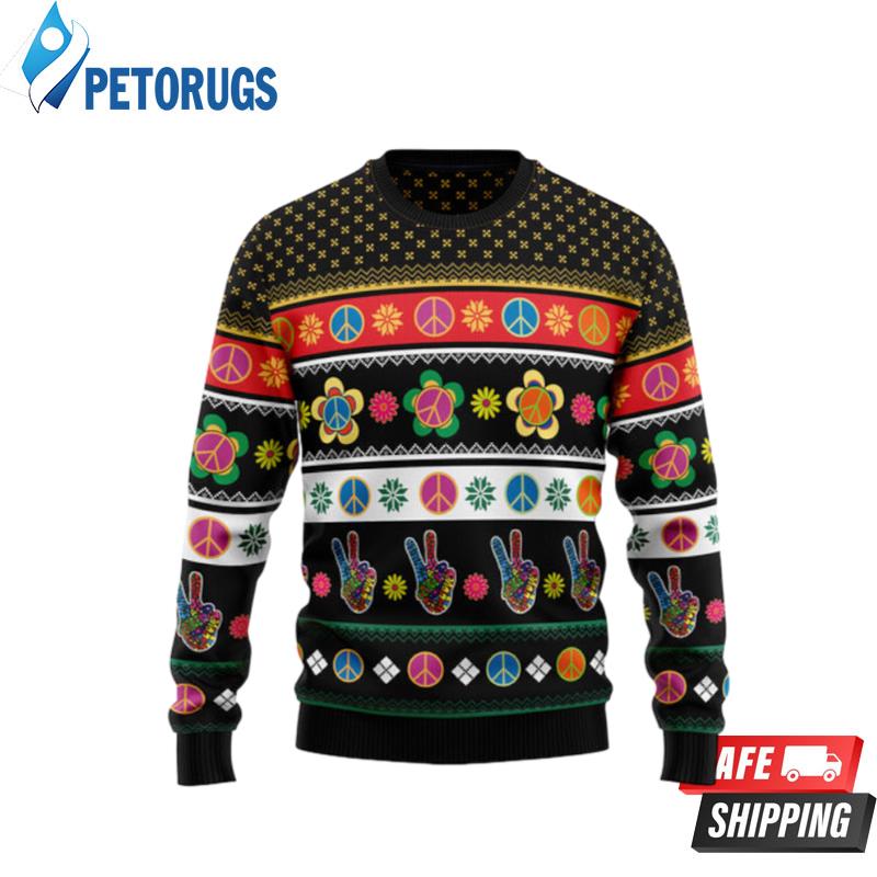 Hippie Peace Sign Ugly Christmas Sweaters