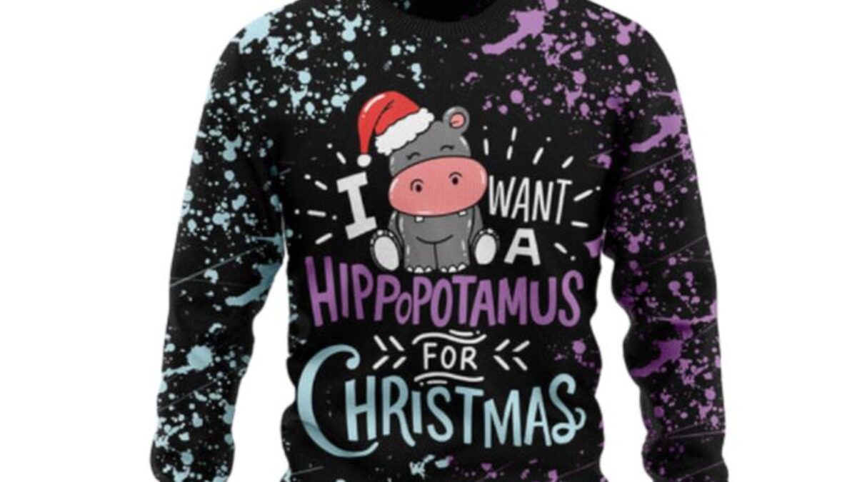 Hippo ugly sale christmas sweater