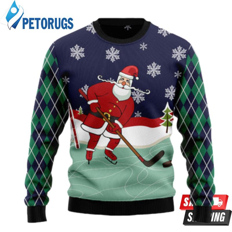 Hockey Santa Claus Ugly Christmas Sweaters
