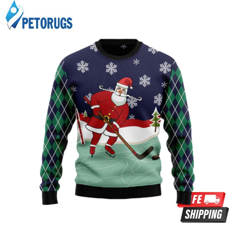 Hockey Santa Claus Ugly Christmas Sweaters