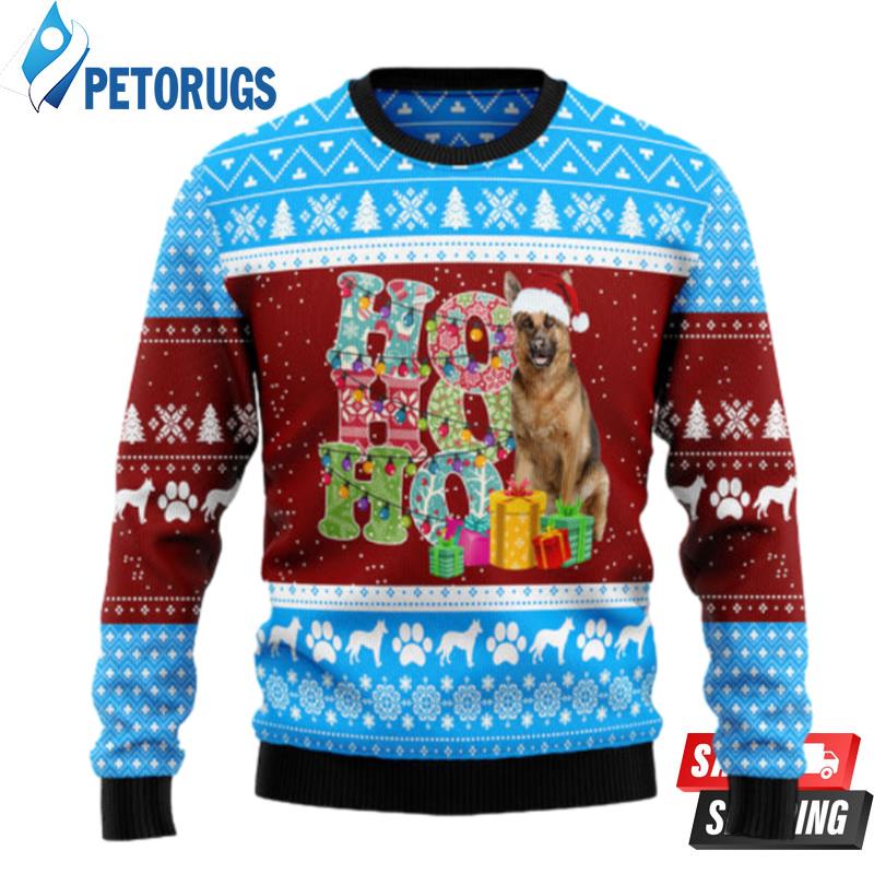 Hohoho German Shepherd Ugly Christmas Sweaters