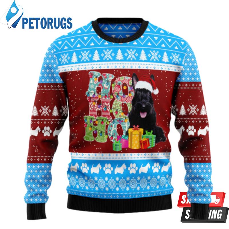 Hohoho Scottish Terrier Ugly Christmas Sweaters - Peto Rugs