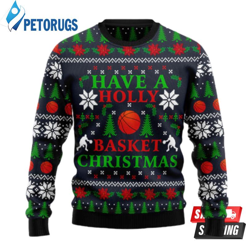 Holly Basket Basketball Christmas Ugly Christmas Sweaters