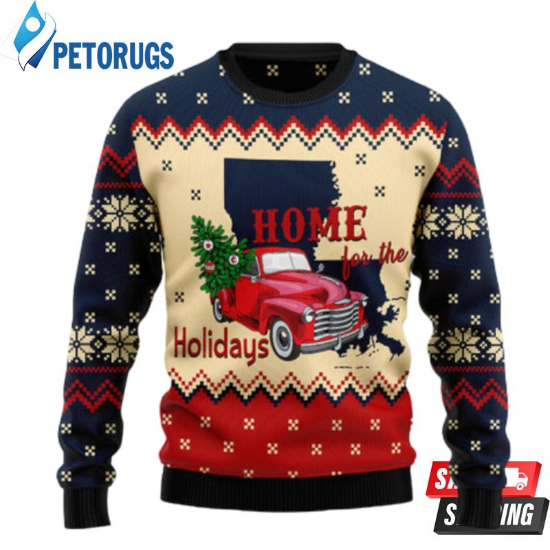 Home For The Holidays Louisiana Ugly Christmas Sweaters