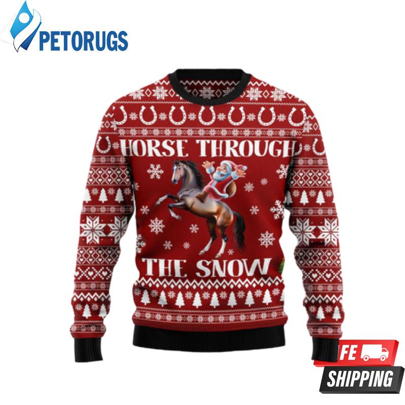 Horse Through The Snow Ugly Christmas Sweaters