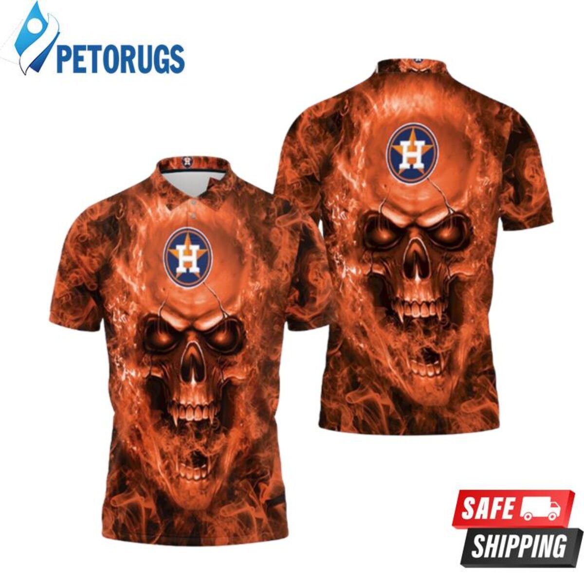 Sugar Skull Houston Astros Flower Pattern Polo Shirts - Peto Rugs