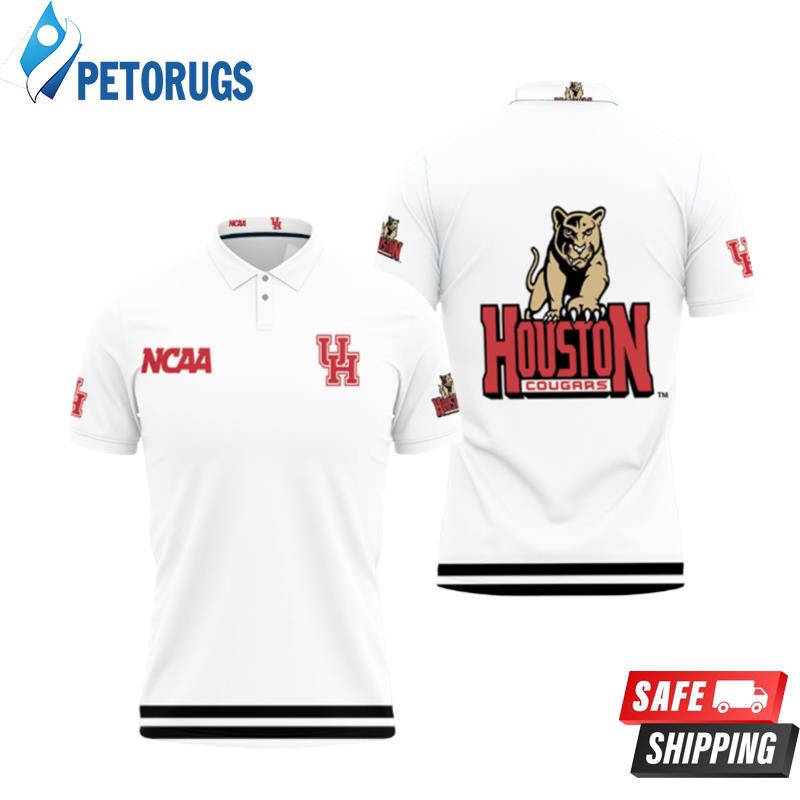 Houston Cougars Ncaa Classic White With Mascot Logo Gift For Houston Cougars Fans Polo Shirts