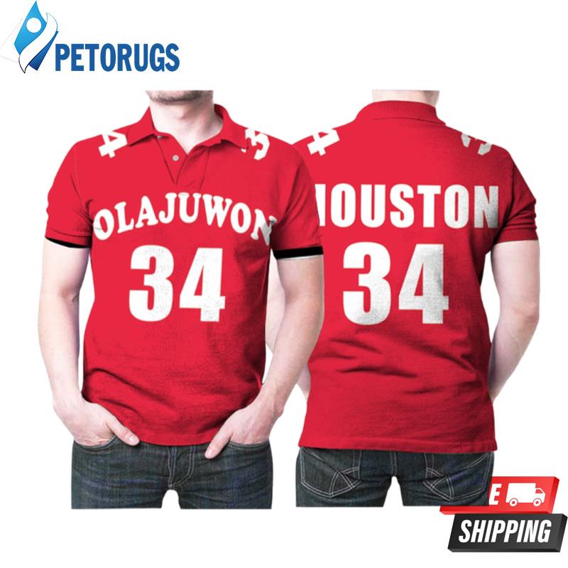 Houston Rockets Hakeem Olajuwon 34 Nba Basketball Hardwood Classics Red 2019 Style Gift For Rockets Fans Polo Shirts
