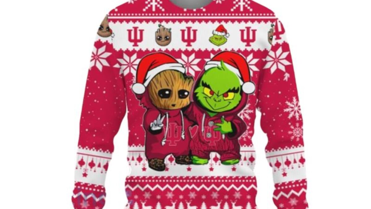 Houston Texans Baby Groot And Grinch NFL Ugly Christmas Sweater