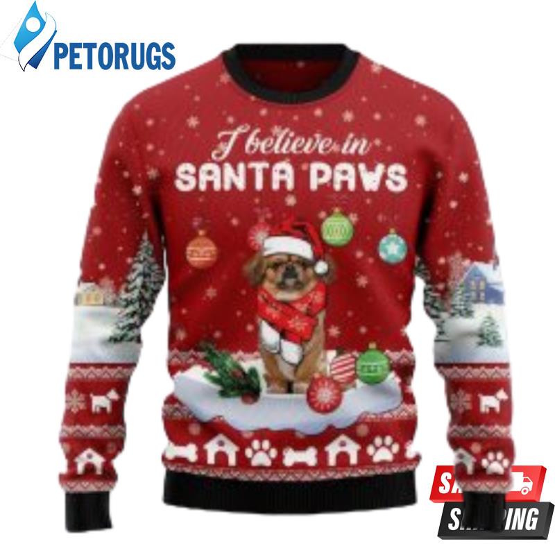 I Believe In Santa Paws Ugly Christmas Sweaters