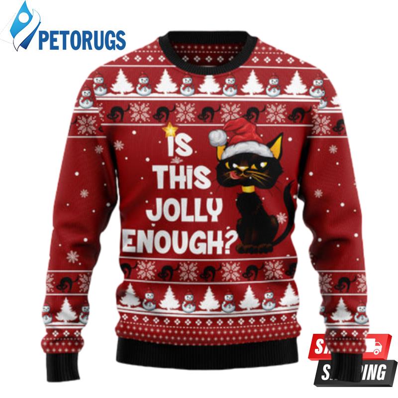 Is This Jolly Enough Black Cat Ugly Christmas Sweaters