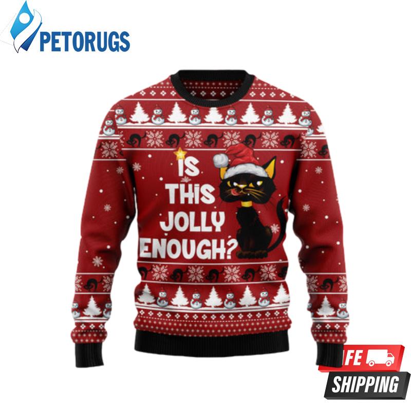 Is This Jolly Enough Black Cat Ugly Christmas Sweaters
