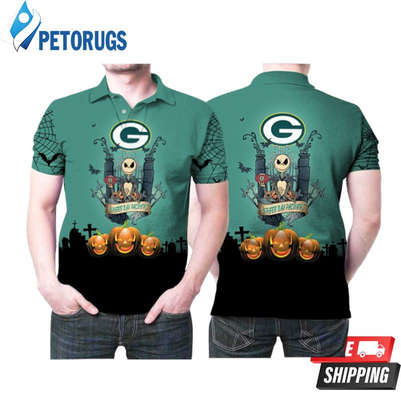 Jack Skellington Green Bay Packers Nfl American Football Team Logo Gift For Packers Fans Polo Shirts
