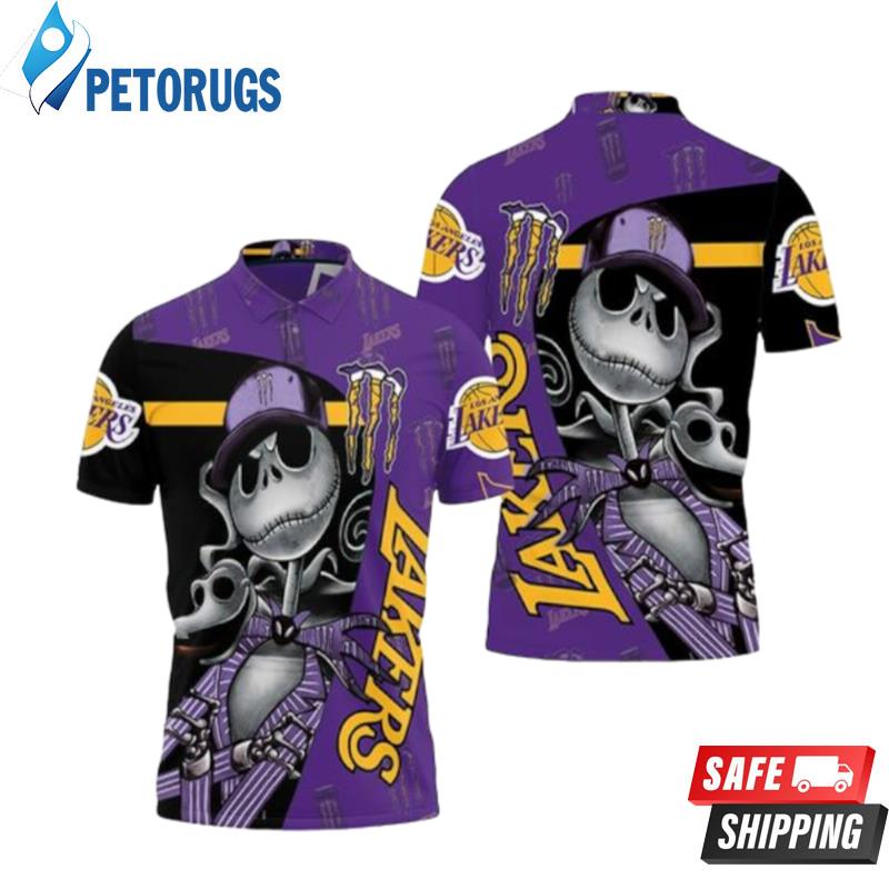 Jack Skellington Monster Energy Logo Los Angeles Lakers Printed For Fan Polo Shirts
