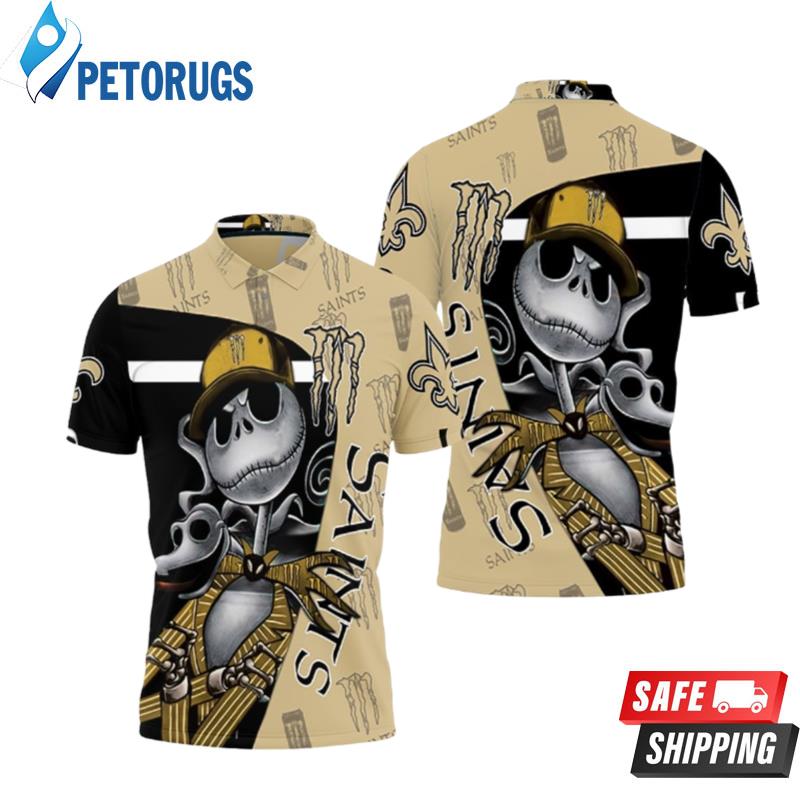 Jack Skellington Monster Energy Logo New Orleans Saints Printed For Fan Polo Shirts