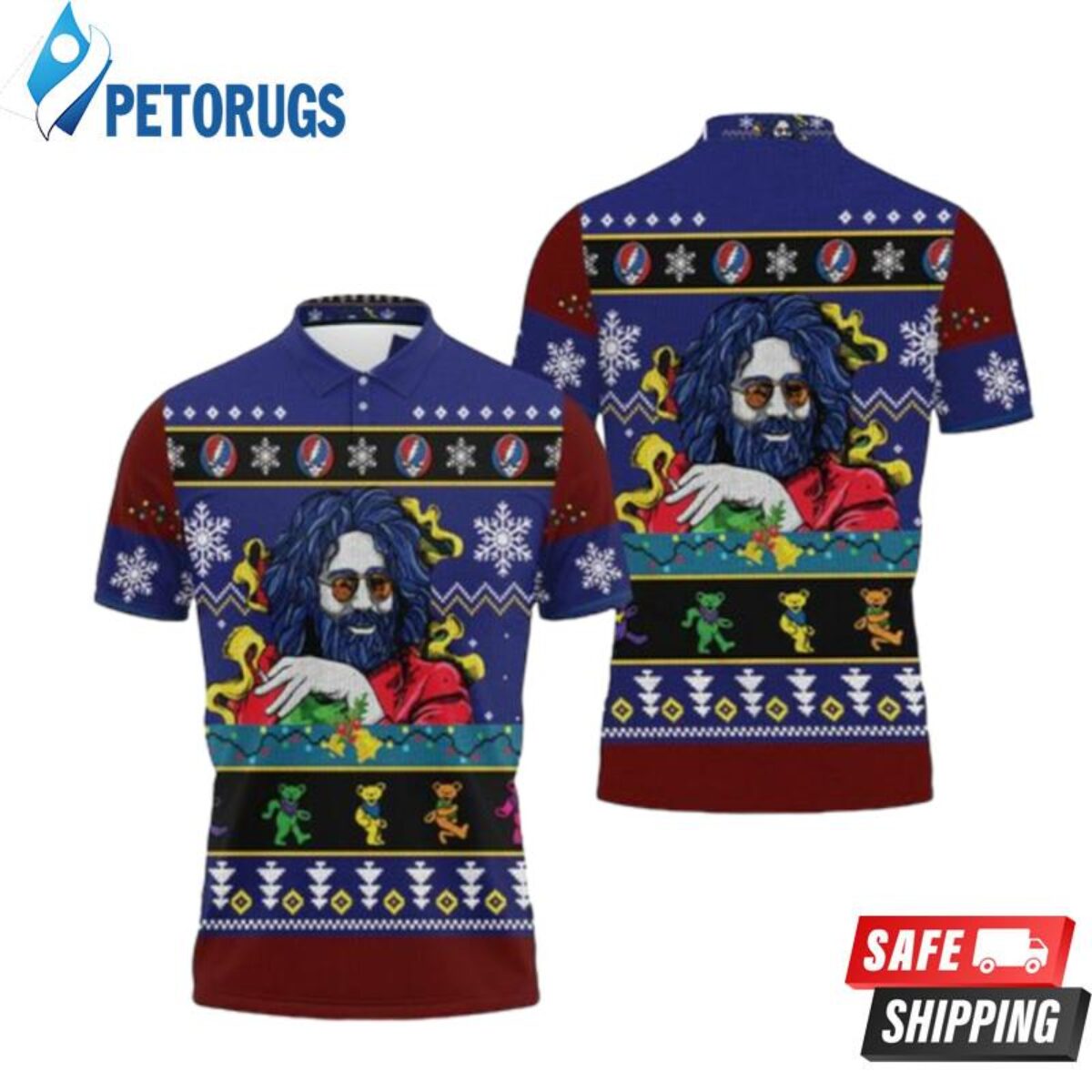 Jerry Garcia Grateful Dead Rock Band Ugly Christmas Sweater