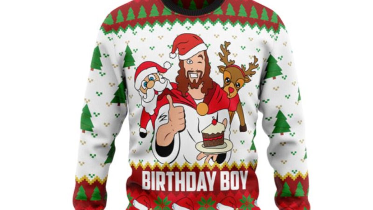 Ugly christmas sweater on sale jesus