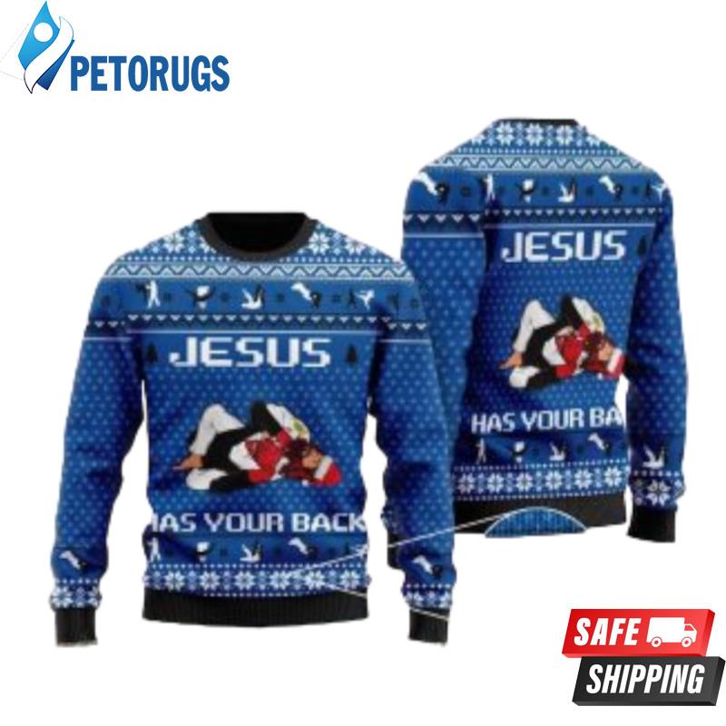 Jesus Has Your Back Jiu Jitsu Ugly Christmas Sweaters