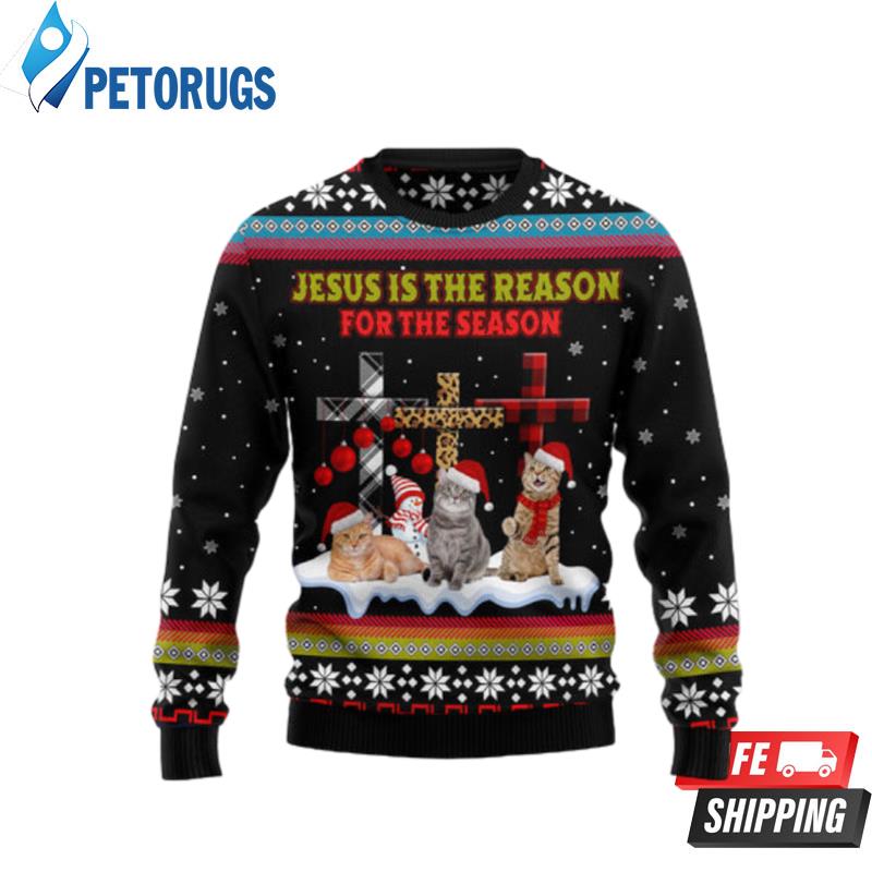 Jesus Is The Reason For The Season Cat Ugly Christmas Sweaters