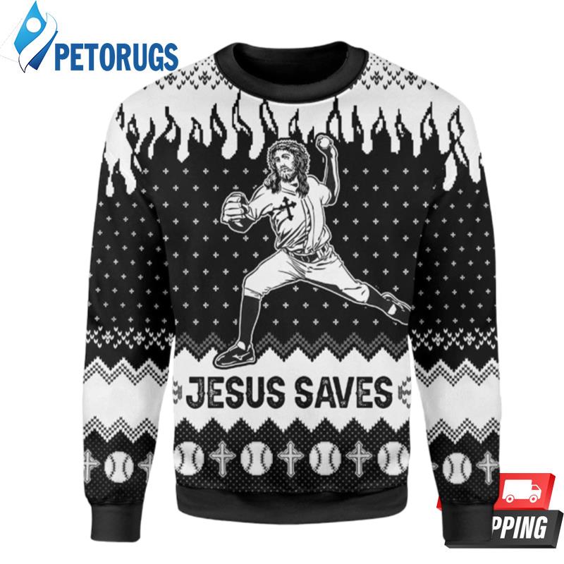 Jesus Saves Baseball Ugly Christmas Sweaters