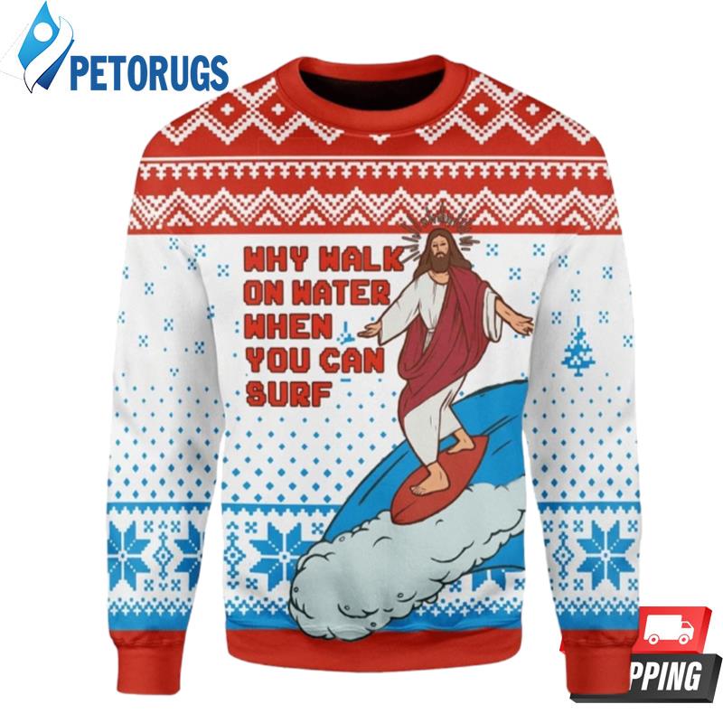 Jesus Surfing Ugly Christmas Sweaters