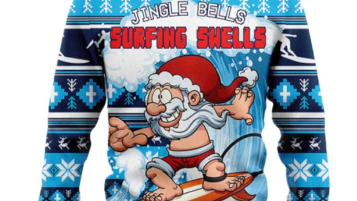 Jingle Bells Surfing Swells HZ92303 Ugly Christmas Sweater unisex