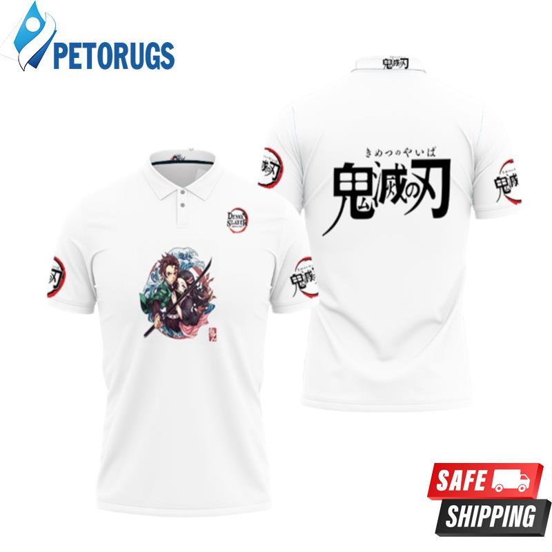 Kamado Tanjiro Kamado Nezuko Grow Up Edition Kimetsu No Yaiba White Polo Shirts