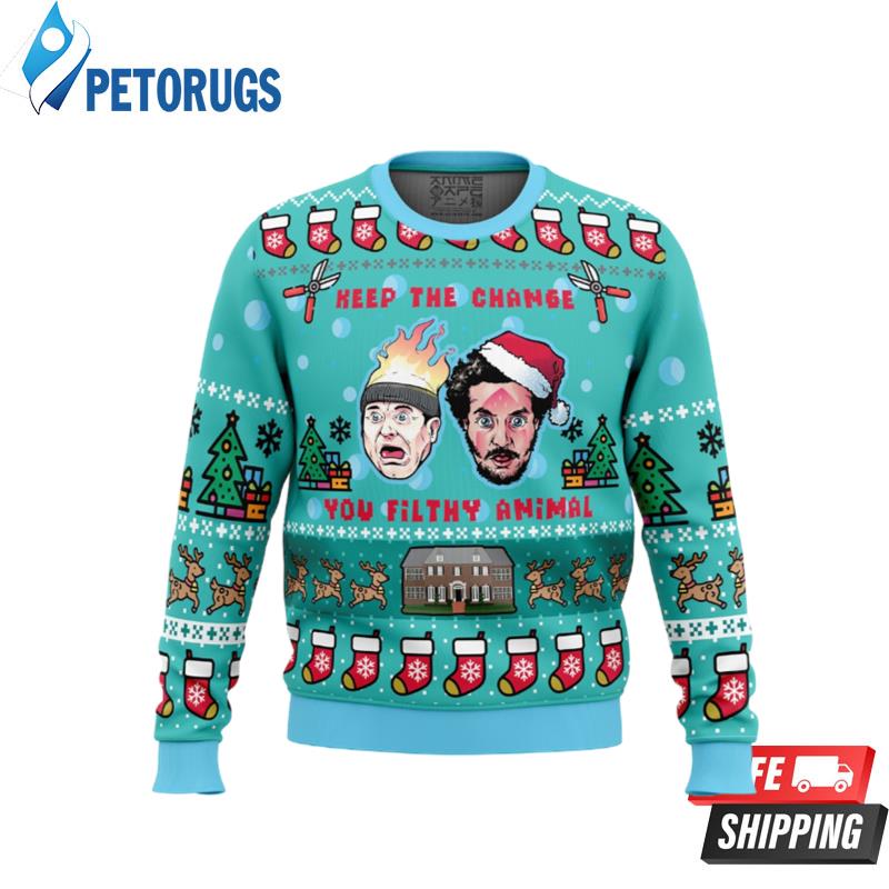 Keep The Change Home Alone Ugly Christmas Sweaters - Peto Rugs