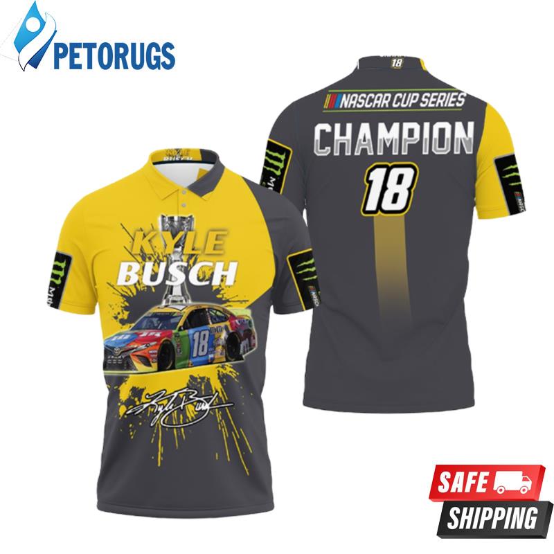 Kyle Busch Nascar Champion 2019 Signed Fan Polo Shirts