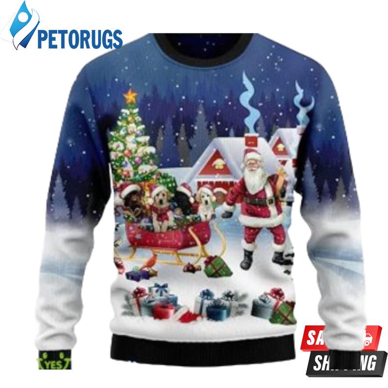 Labrador Retriever Santa Sled Ugly Christmas Sweaters