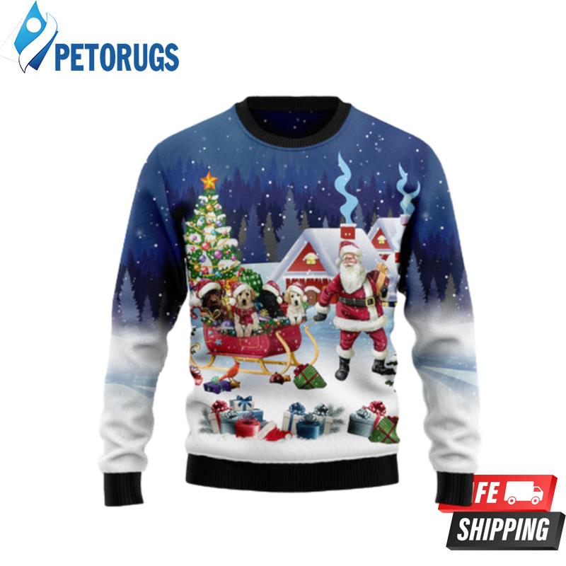 Labrador Retriever Santa Sled Ugly Christmas Sweaters