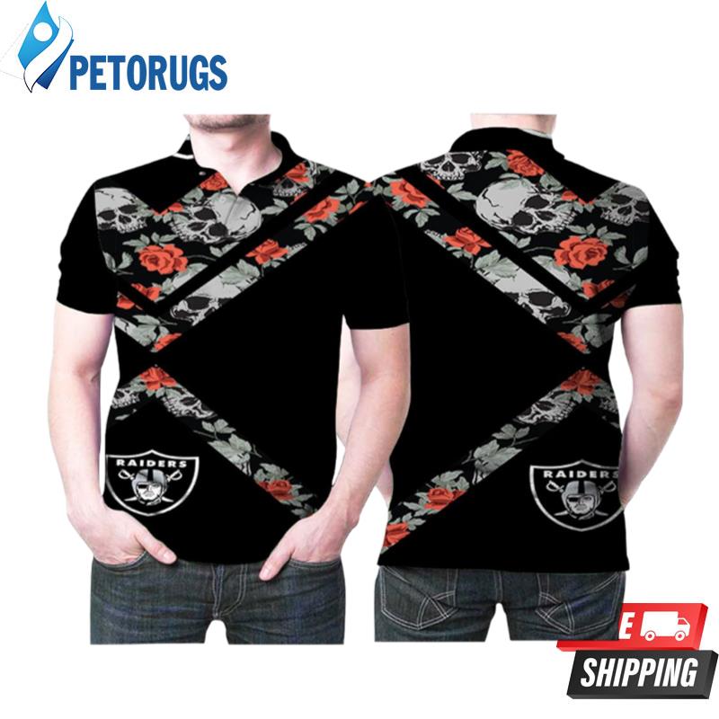 Las Vegas Riders Flowers Skull Pattern Printed Gift For Las Vegas Riders Fan Polo Shirts