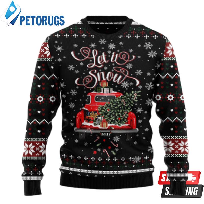 Let It Snow Red Truck Ugly Christmas Sweaters