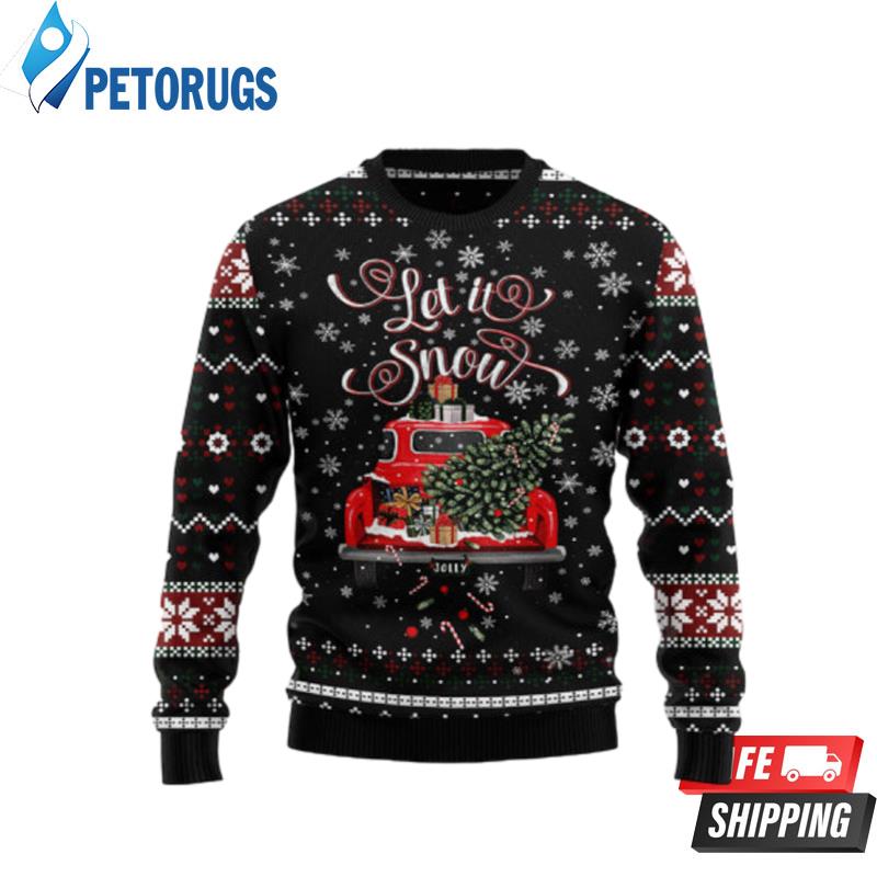 Let It Snow Red Truck Ugly Christmas Sweaters